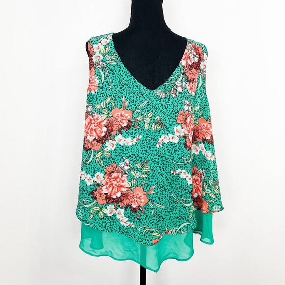 Floral Green Sleeveless Top - Picture 6 of 10